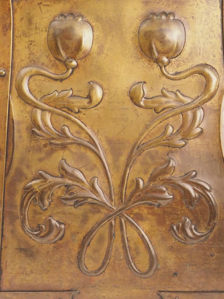 Art Nouveau Brass Fireside Coal Scuttle, Late 19th Century