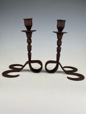 18th Century Flemish Hand Forged Iron Candle Holders – Antique Pair