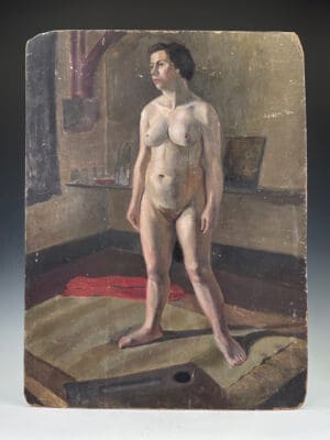 Antique Art | Geoffrey Underwood – Standing Female Nude in Studio (c. 1950)