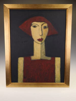 Art | Chloe — Masterful Modernist Portrait by Harry Charles Tim (Framed & Signed)