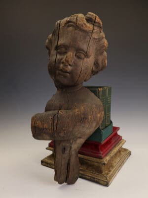 A Rare French Carved Architectural Fragment: Baroque Putto Head from Rouen Cathedral