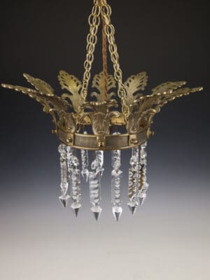 Exceptional Late 19th Century Grand Tour Style Crown Pendant Light with Cut Crystal Drops