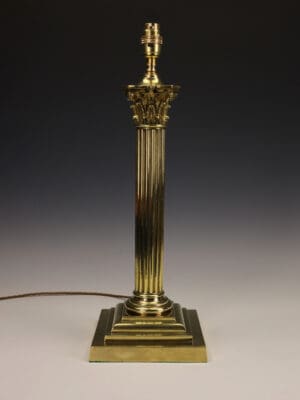 Imposing Late Victorian Brass Corinthian Column Table Lamp, c. 1880