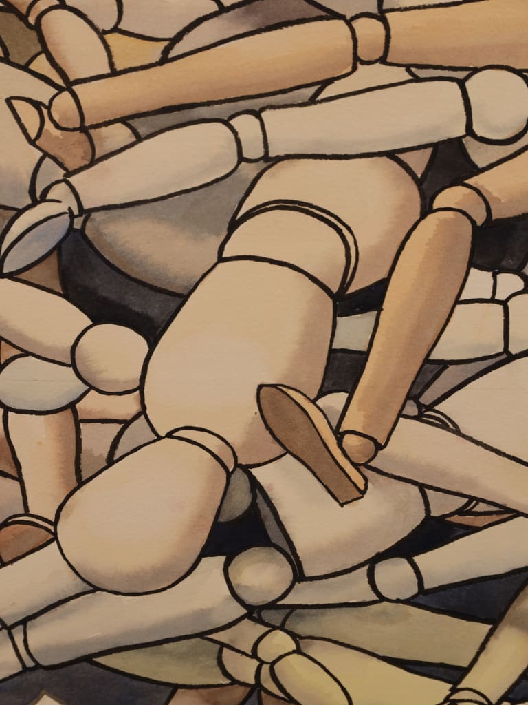 Derek Carruthers (1935&ndash;2021) &ndash; Mannequin Composition&nbsp;&ndash; Original Watercolour, Signed and Dated September 1999