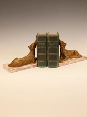 A Fine Pair of French Art Deco Gold-Patinated Saluki Sculptures