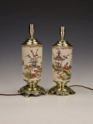 Exceptional Pair of French Faience Table Lamps by Keller & Guérin, Lunéville, Circa 1900
