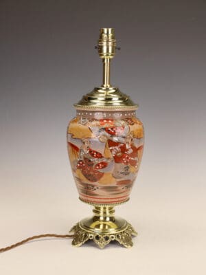 A Fine Meiji Period Japanese Satsuma Pottery Table Lamp