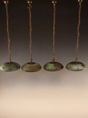 Set of Four Verdigris Copper Pendant Lights