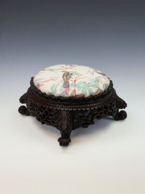 A Virtuoso Mid-Victorian Hand-Carved Stool in Bennison ‘Paradise’