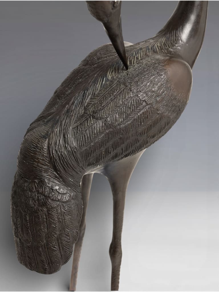 A Pair of Monumental Japanese Bronze Cranes, Meiji Period (1868&ndash;1912)