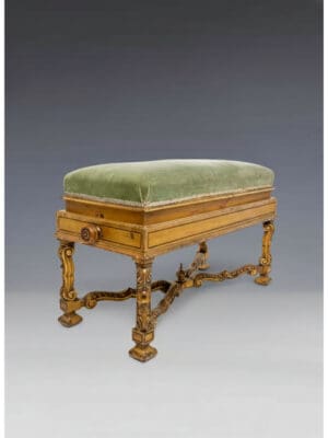 A Large Victorian Rococo Revival Adjustable Piano Stool