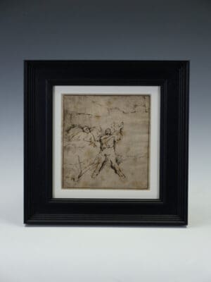 An Exceptional 17th Century Flemish Old Master Sketch on "Unicorn" Watermarked Paper