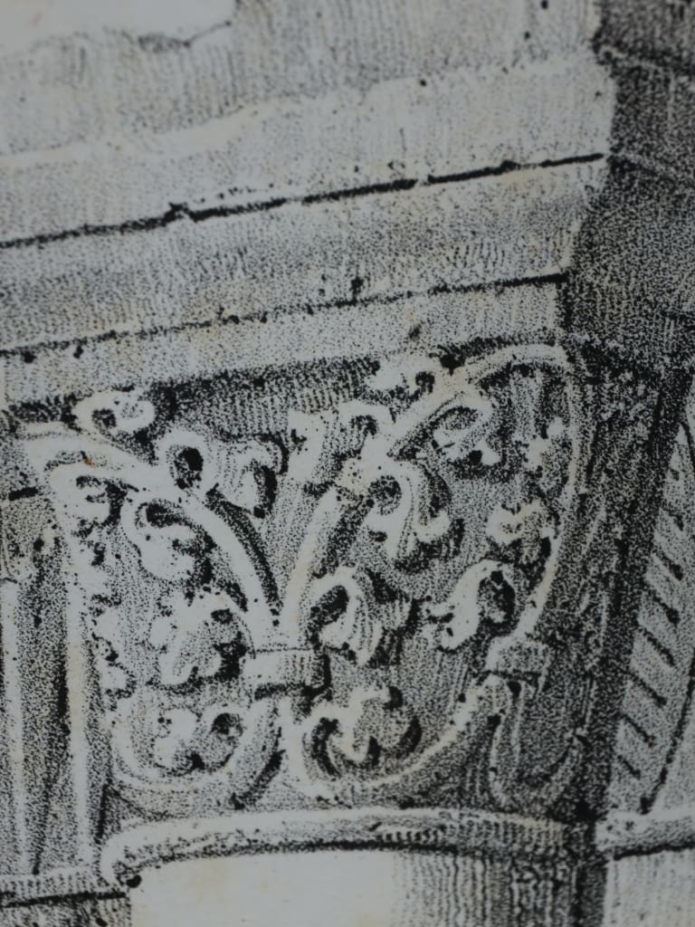 A Fine Architectural Lithograph: Portal Details of St. Hildebert, Gournay (Plate 106)