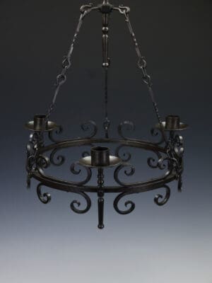 Late 19th Century Hand-Forged Wrought Iron Corona Chandelier