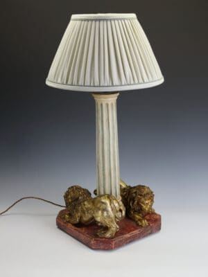 Grand Tour Gilt Lion & Fluted Column Table Lamp
