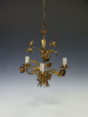 Hans Kögl Hollywood Regency Gilt Rose & Wheat Chandelier