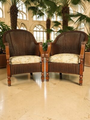 Pair of 1930s "Zeppelin" Lloyd Loom Armchairs by W. Lusty & Sons