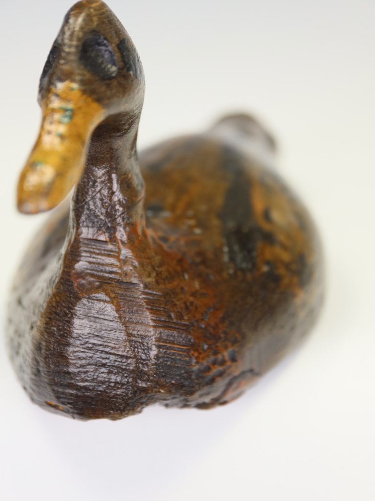 Antique 19th Century French Folk Art Carved Wooden Duck | Naive Painted Mallard Decoy Sculptural Country House Ornament, c.1890