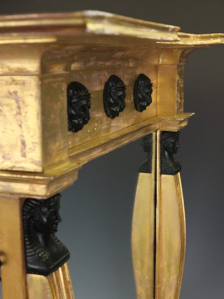 Fine Regency Revival Giltwood & Bronze Egyptian Revival Overmantel Mirror