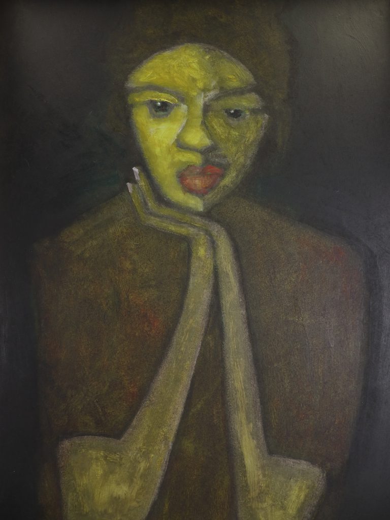 Harry Charles Tim Neo-Expressionist Acrylic Painting &lsquo;In Thought&rsquo; Portrait, 2026