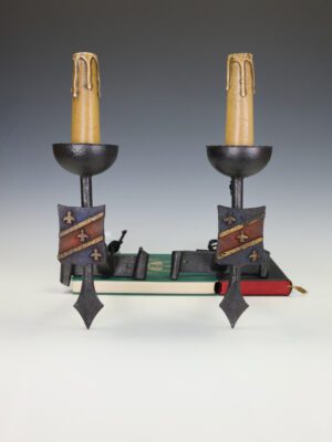 Fine Pair of 19th Century French Architectural Cast Iron Twin-Arm Wall Lights, c.1880