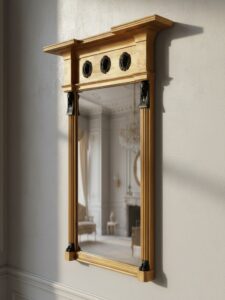 Fine Regency Revival Giltwood & Bronze Egyptian Revival Overmantel Mirror