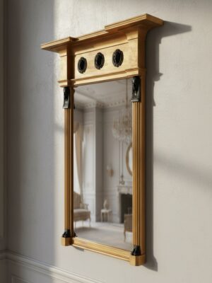 Fine Regency Revival Giltwood & Bronze Egyptian Revival Overmantel Mirror