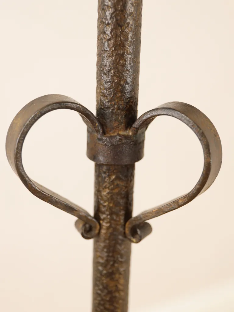 Early 20th Century French Hand-Forged Iron Twin-Light Standard Lamp