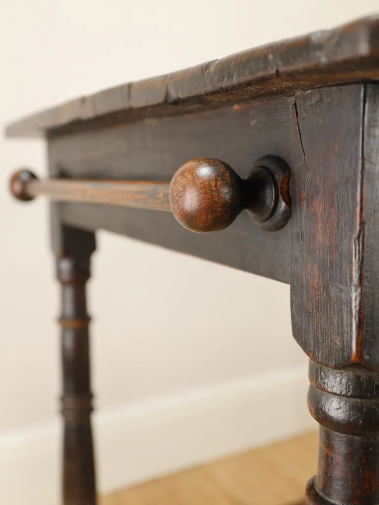 Late 17th / Early 18th Century English Oak Kitchen Table with Original Rails, c.1680&ndash;1720
