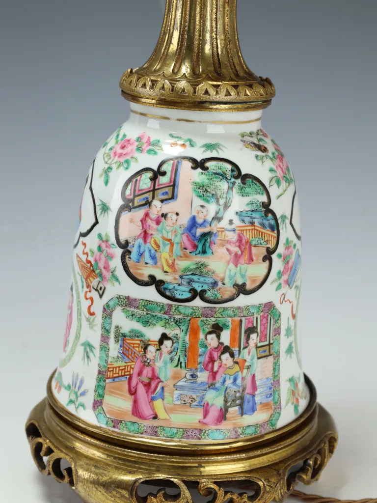 19th Century Chinese Canton Famille Rose Porcelain Table Lamp