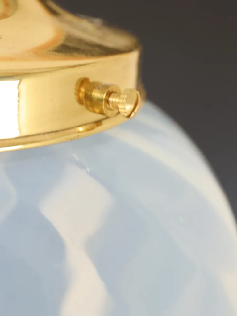 Early 20th Century Milky White Swirled Opaline Glass & Brass Pendant Light