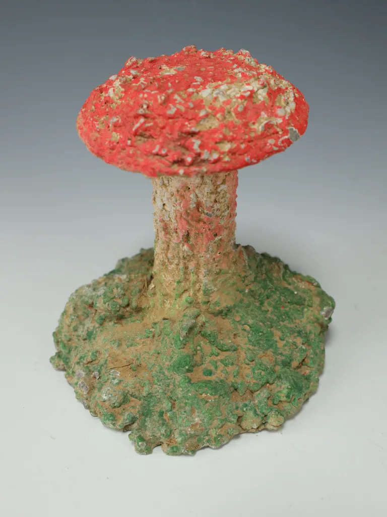 Set of Four French Folk Art Painted Concrete Toadstool Sculptures, c.1950&ndash;1970