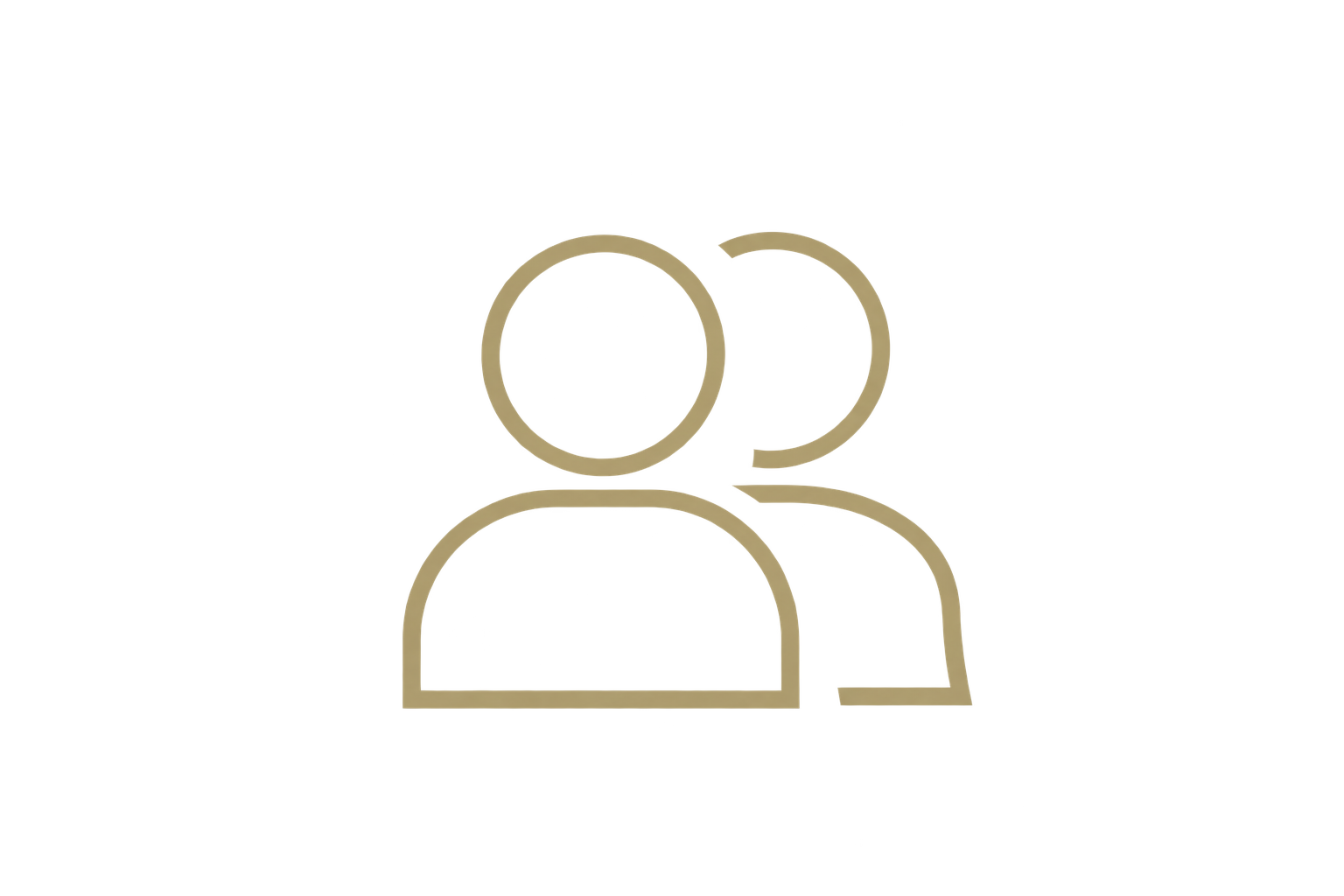 Gold outline icon depicting two people, representing Shackleton Fox's personal approach to antique sourcing, tailored to individual client requirements.